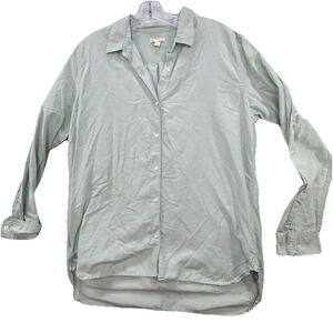 Gap Silk Blend LS Button Up Shirt Women's Large Sea Mint Coastal Chic Minima